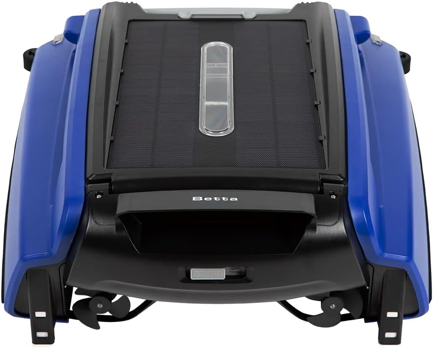SE Solar Powered Automatic Robotic Pool Surface Skimmer Cleaner with 24/7 Continuous Cleaning Battery Power and Re-Engineered Twin Salt Chlorine Tolerant Motors (Blue)