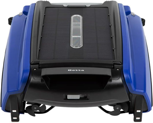 SE Solar Powered Automatic Robotic Pool Surface Skimmer Cleaner with 24/7 Continuous Cleaning Battery Power and Re-Engineered Twin Salt Chlorine Tolerant Motors (Blue)