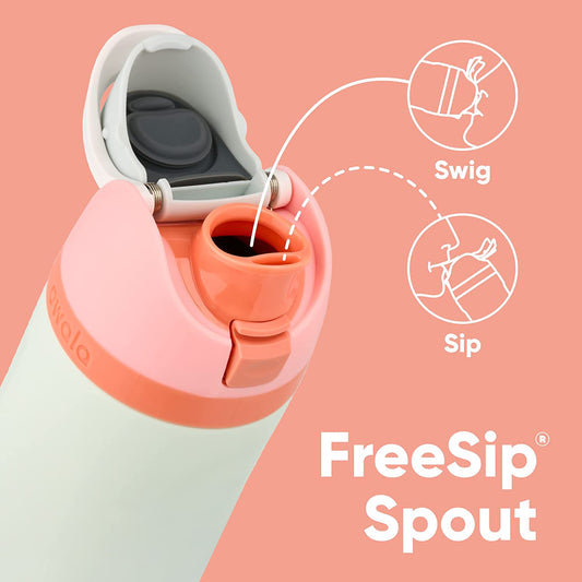 Freesip Insulated Stainless Steel Water Bottle with Straw, Bpa-Free Sports Water Bottle, Great for Travel, 24 Oz, Denim