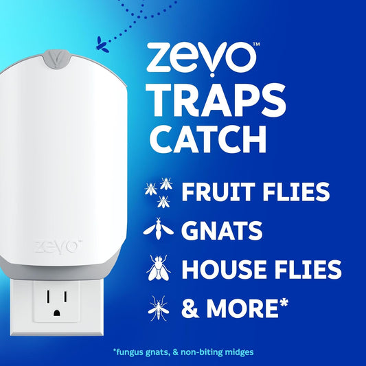Flying Insect Trap & Cartridge - Plug in Fly Trap & Indoor Bug Catcher for Gnats, House & Fruit Flies - Mess-Free - Use in Any Room - Uses Blue & UV Light (1 Plug in Device & 1 Cartridge)