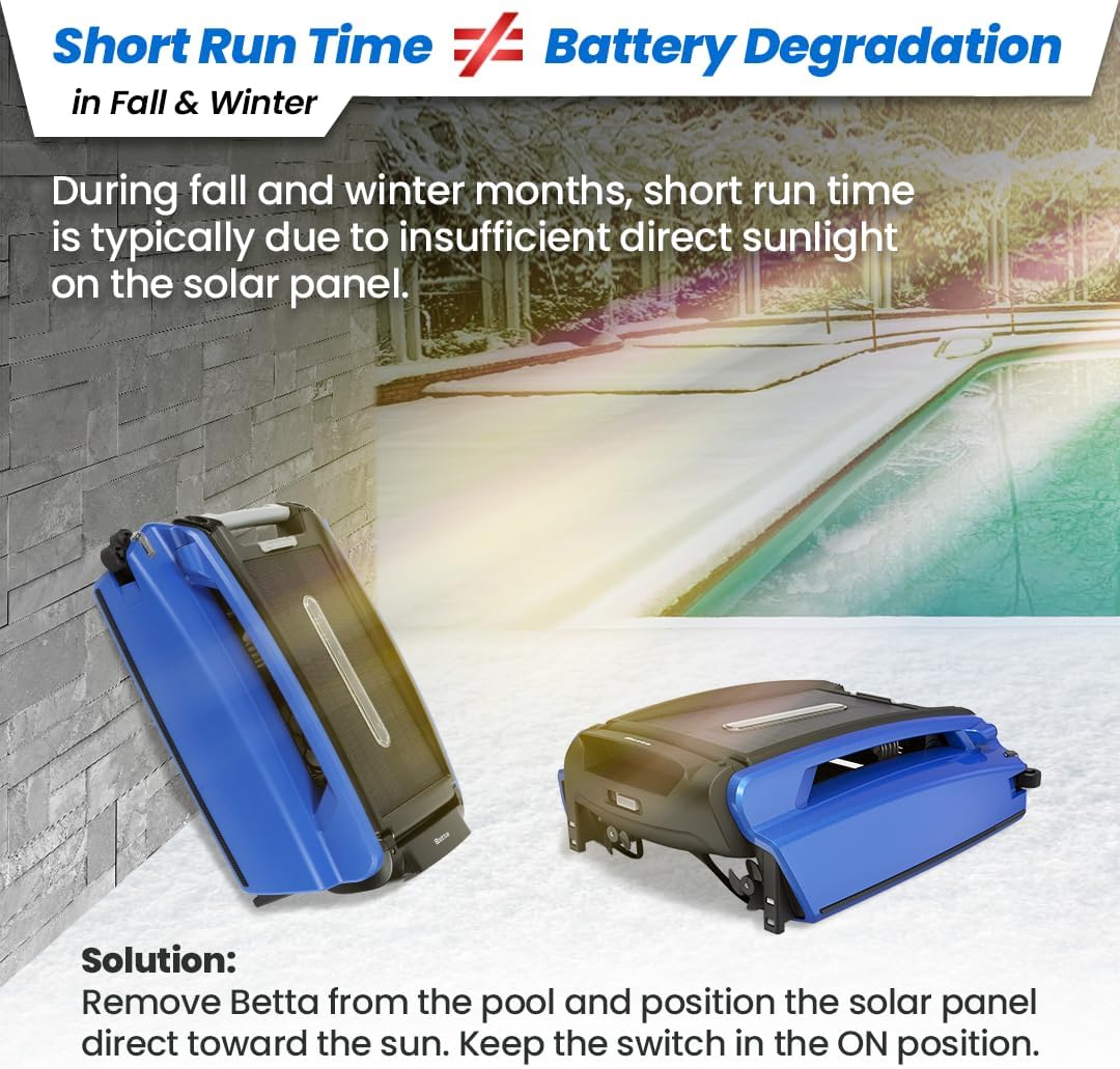 SE Solar Powered Automatic Robotic Pool Surface Skimmer Cleaner with 24/7 Continuous Cleaning Battery Power and Re-Engineered Twin Salt Chlorine Tolerant Motors (Blue)