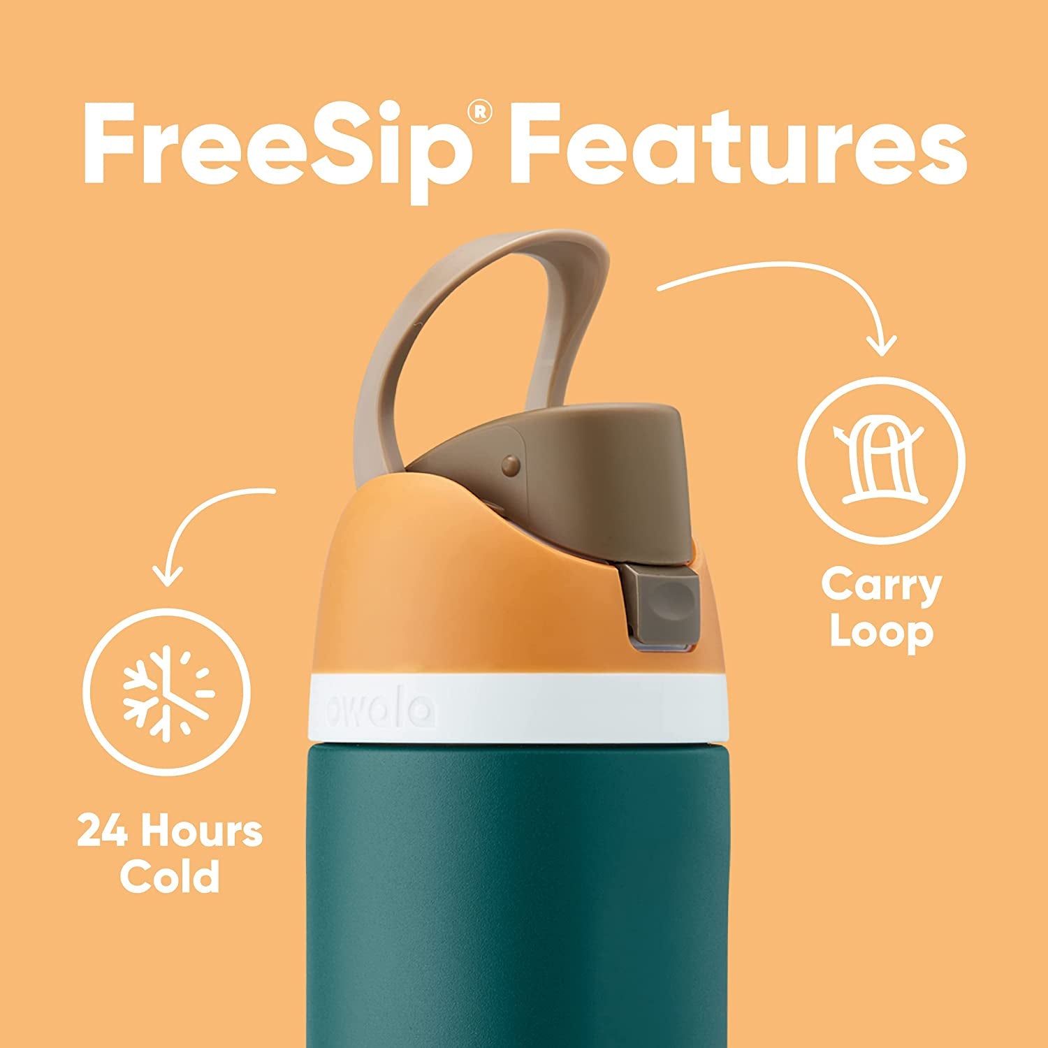Freesip Insulated Stainless Steel Water Bottle with Straw, Bpa-Free Sports Water Bottle, Great for Travel, 24 Oz, Denim